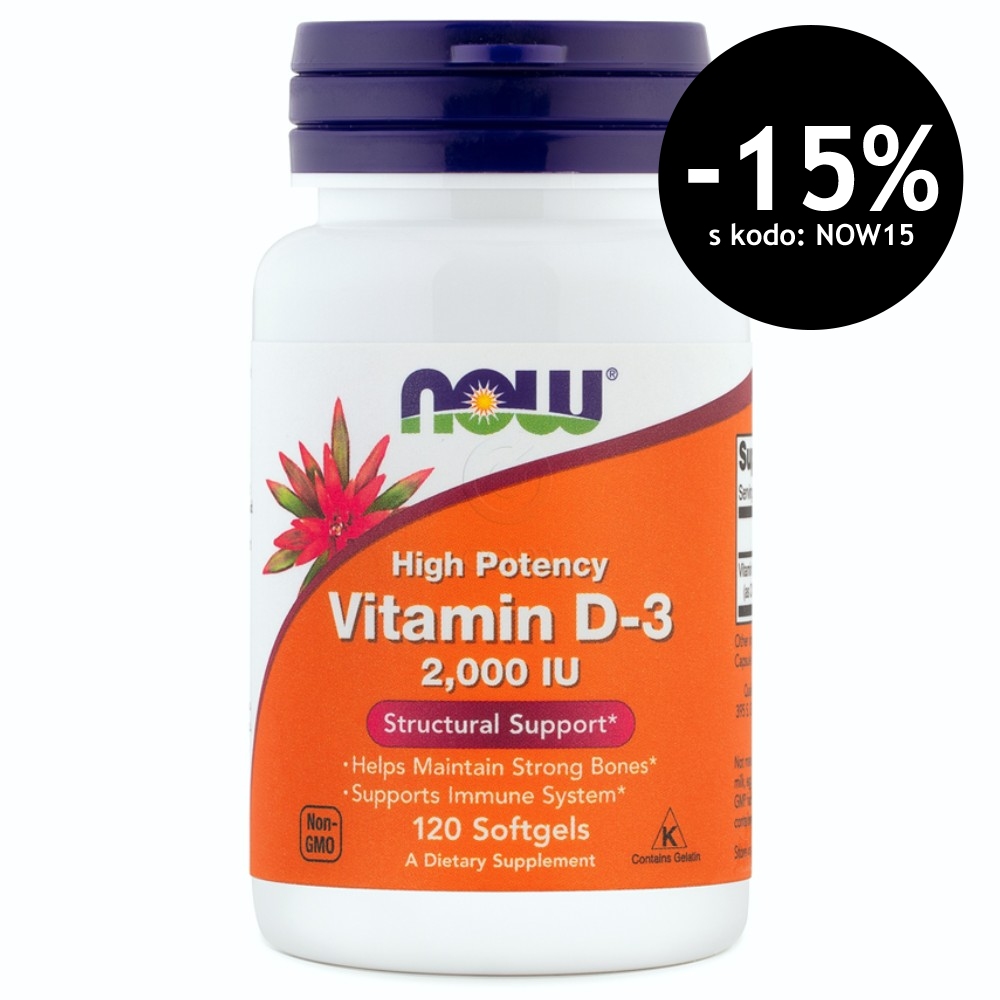 NOW Vitamin D-3 50 µg (2000 IE), kapsule (120 kapsul)